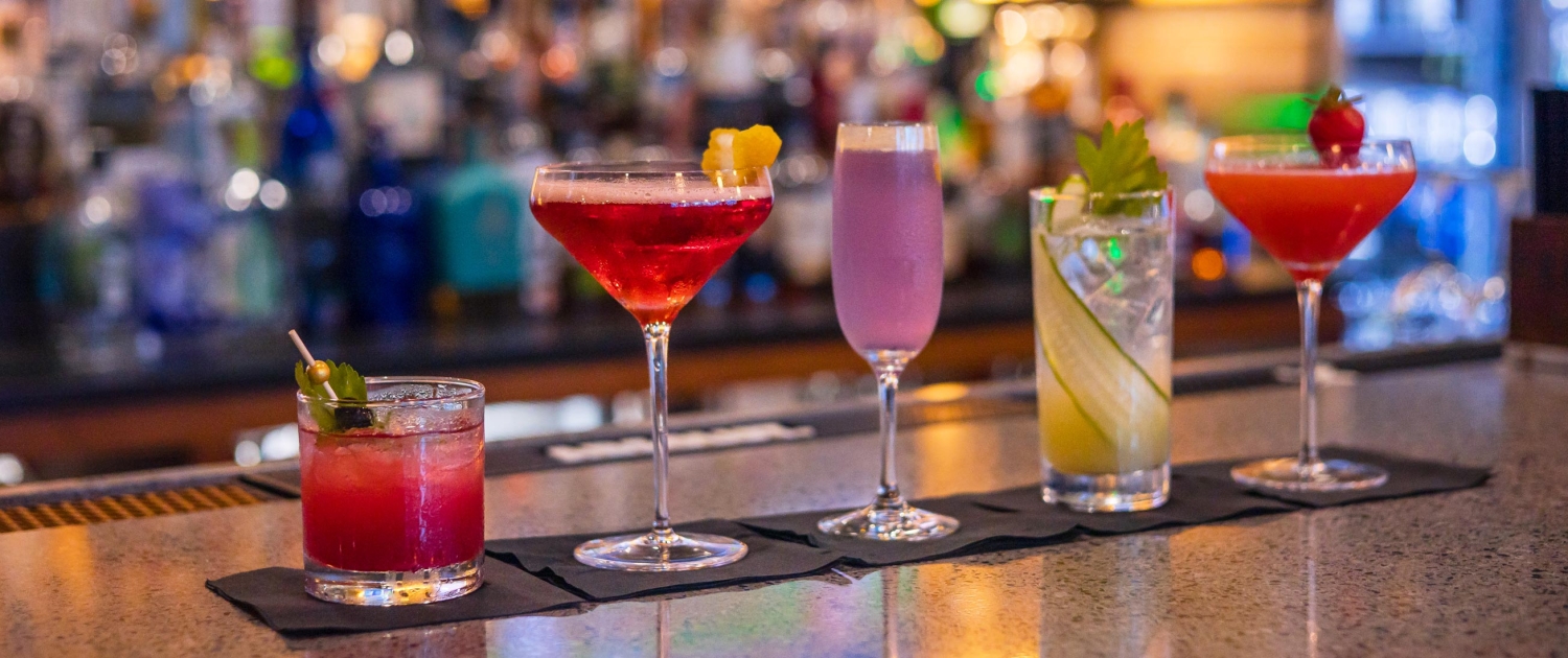 colorful cocktails on bar