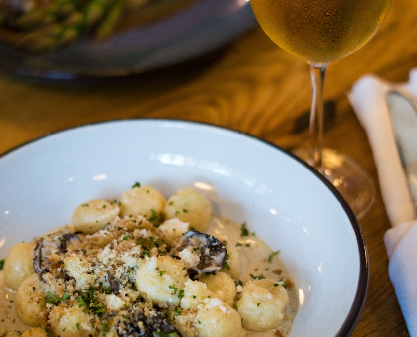 wild mushroom gnudi and white wine
