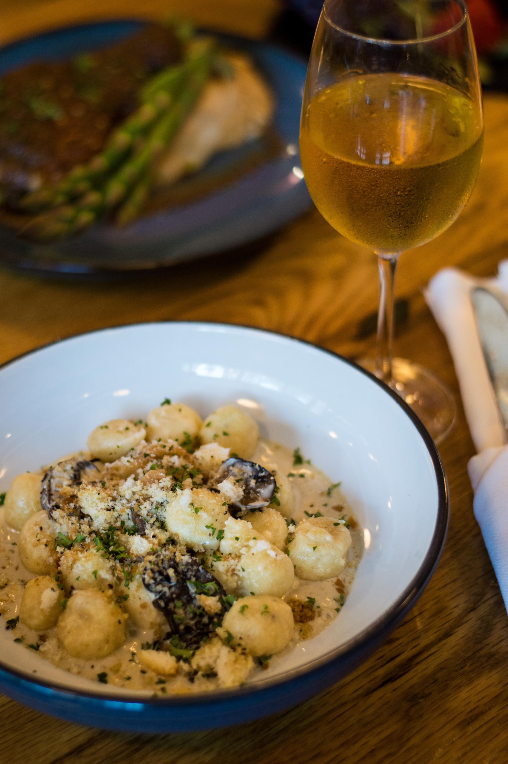 wild mushroom gnudi and white wine