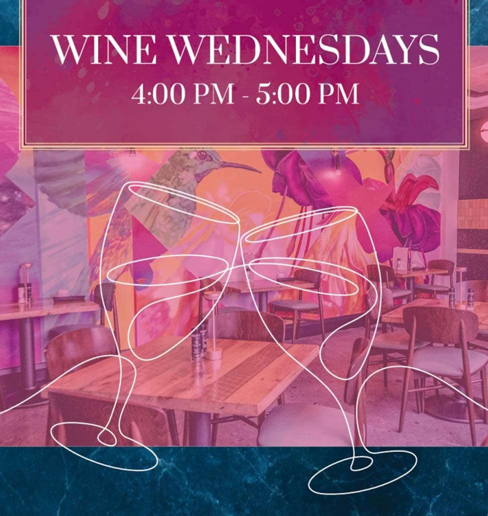 wine wednesday 4:00 PM - 5:00 PM